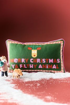 Furbish Studio Holiday Needlepoint Pillow