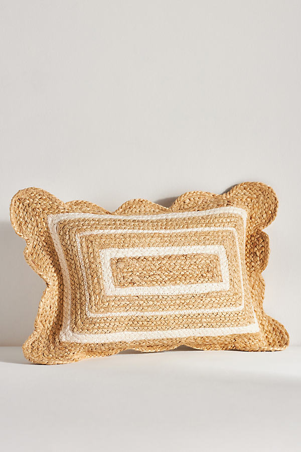 Anthropologie Jute Scallop Pillow In Brown