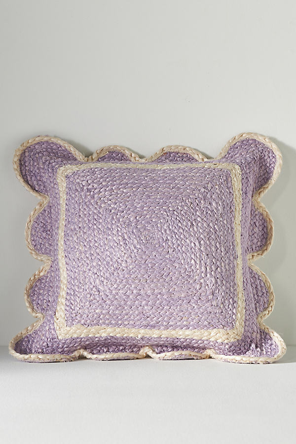 Anthropologie Jute Scallop Pillow In Purple