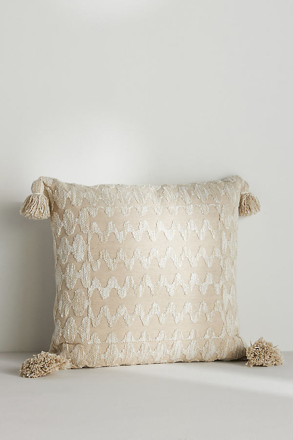 Anthropologie Akna Embroidered Pillow In White