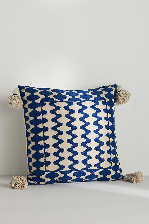 Anthropologie Akna Embroidered Pillow In Blue
