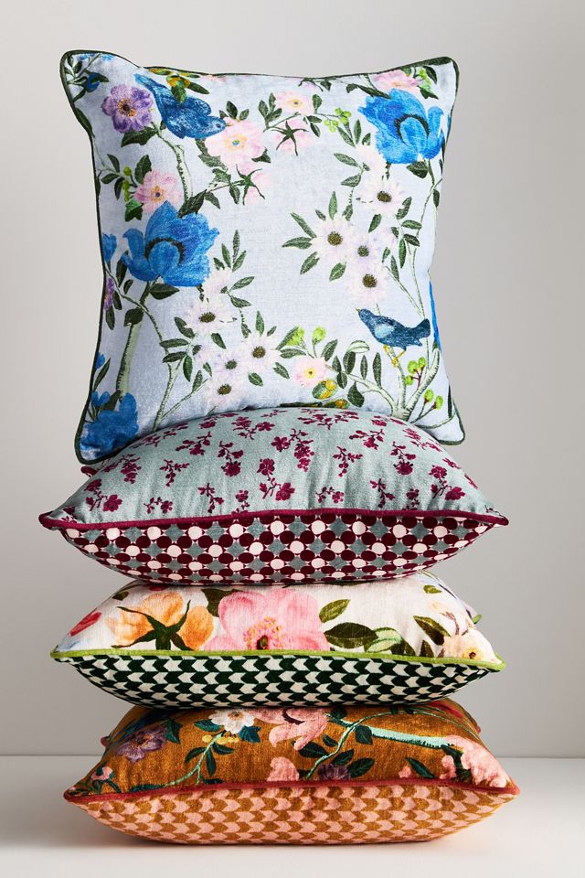 Alva Floral Cotton Velvet Pillow #1
