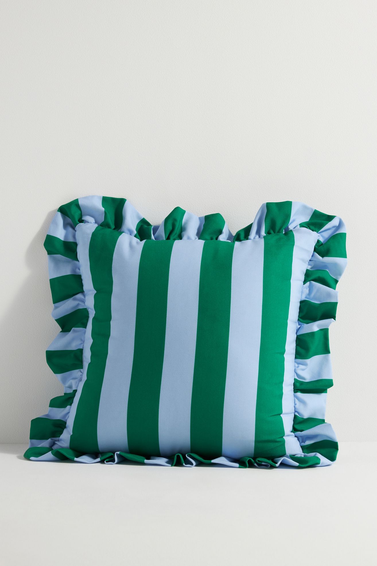Maeve by Anthropologie Striped Ruffle Indoor/Outdoor Pillow - Blue, 20" X 20"