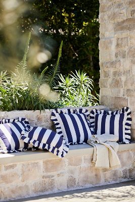 Maeve by Anthropologie Striped Ruffle Indoor Outdoor Pillow AnthroLiving