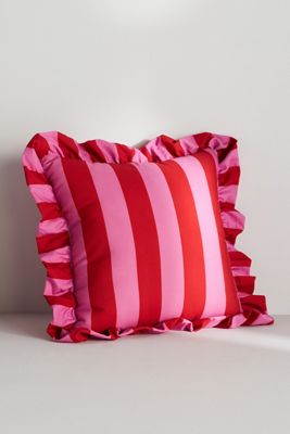 Maeve by Anthropologie Striped Ruffle Indoor/Outdoor Pillow
