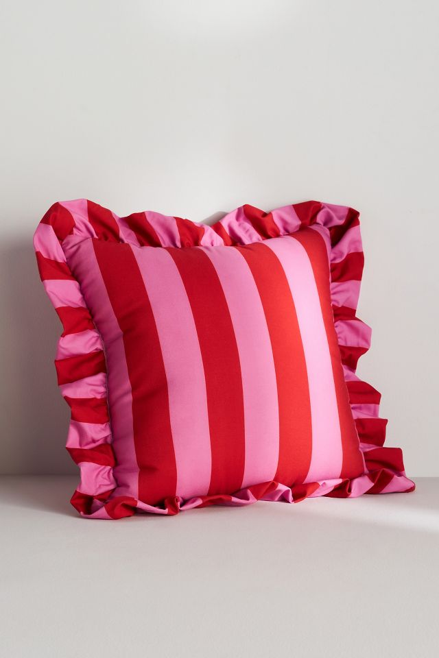 Maeve by Anthropologie Striped Ruffle Indoor Outdoor Pillow