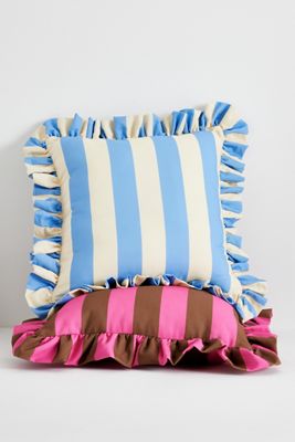 Maeve by Anthropologie Striped Ruffle Indoor/Outdoor Pillow
