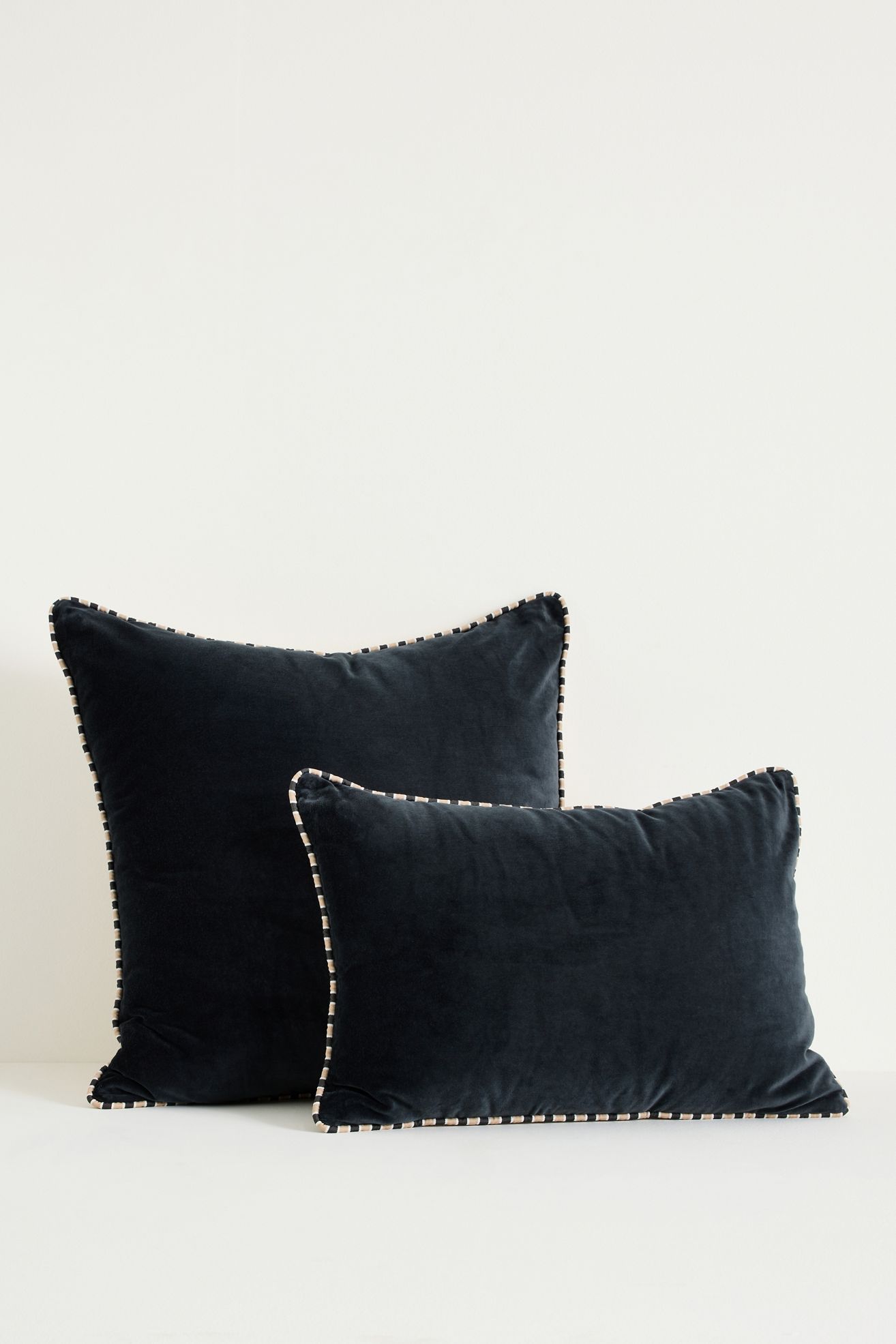 Velvet Milo Pillow - Black/Dusty White Combo, 22" X 22"