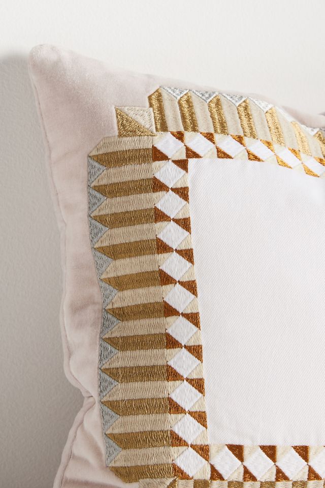 Embroidered Velvet Frame Pillow #3