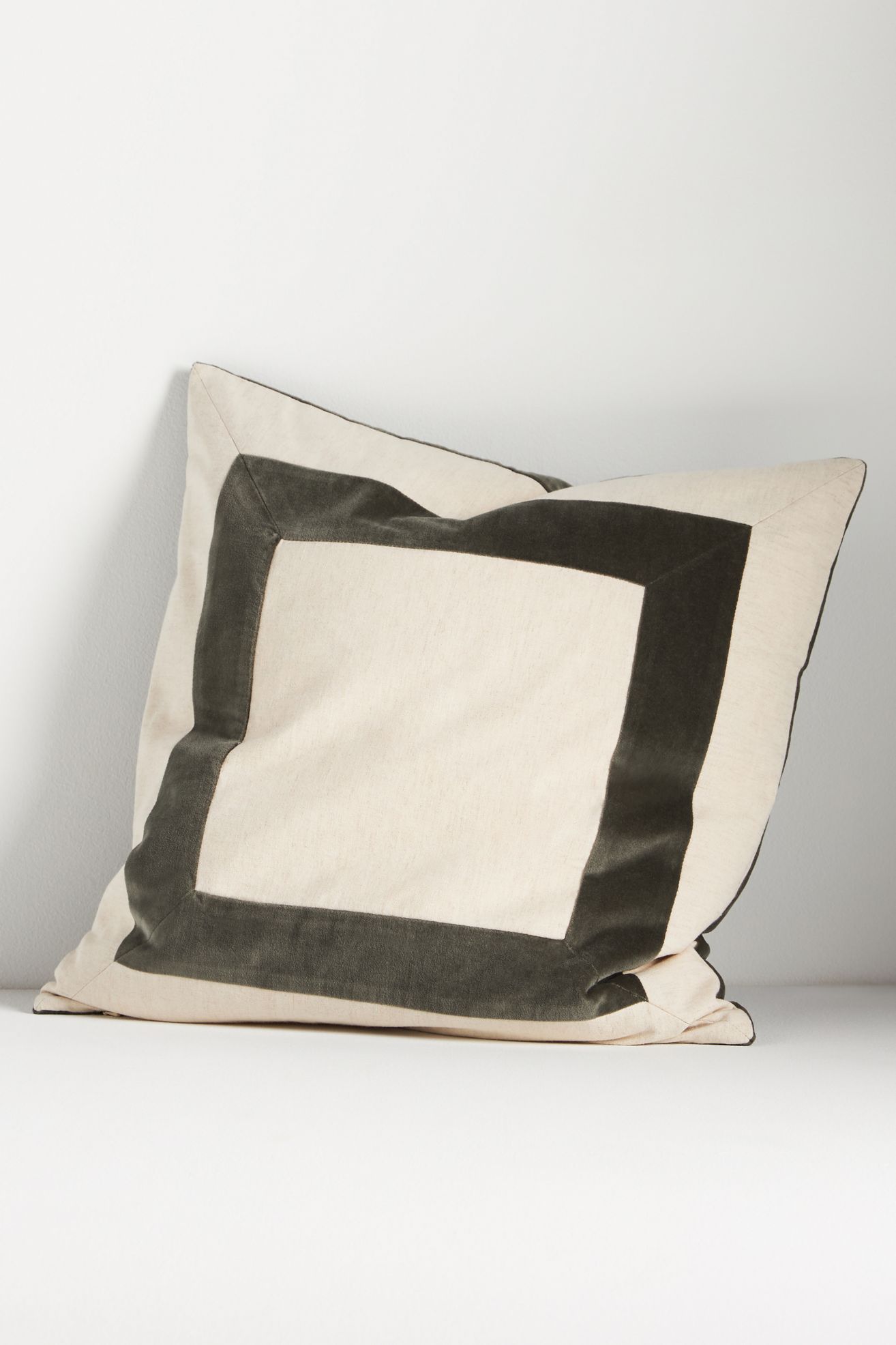 Cotton Velvet Frame Pillow - Green, 20" X 20"