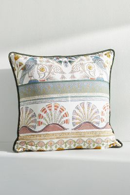 ANTHROPOLOGIE FARRAH HAND-EMBROIDERED COTTON PILLOW 