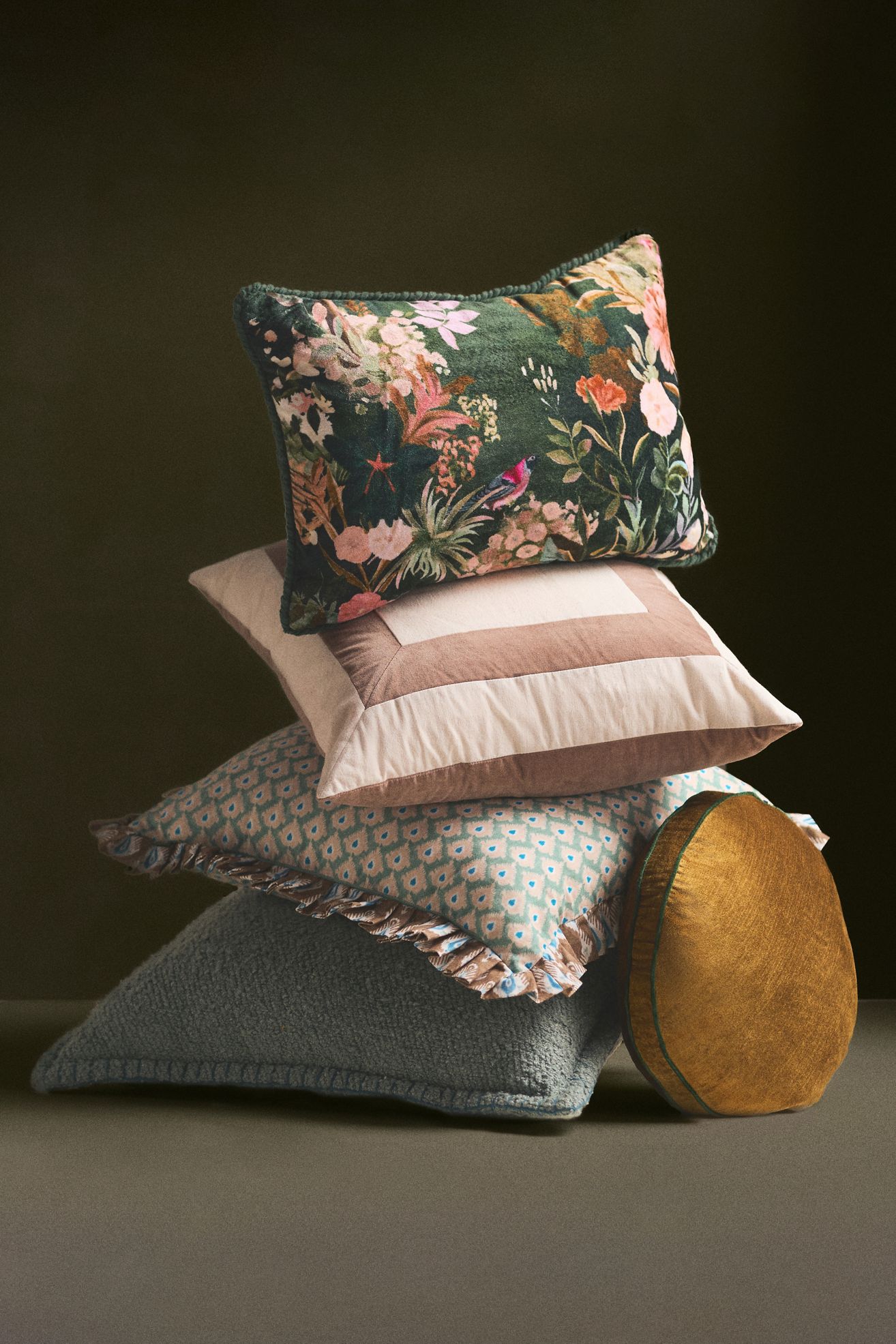 Velvet Tapestry Pillow - Francois Verte, 14" X 20", Assorted