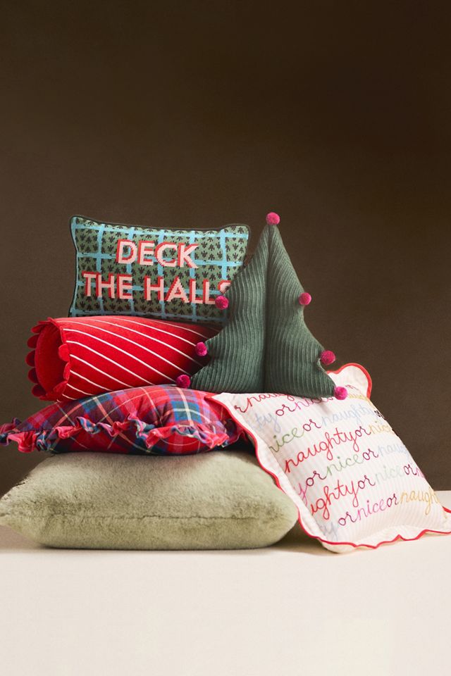 Tartan Cotton Embroidered Ruffle Pillow #5