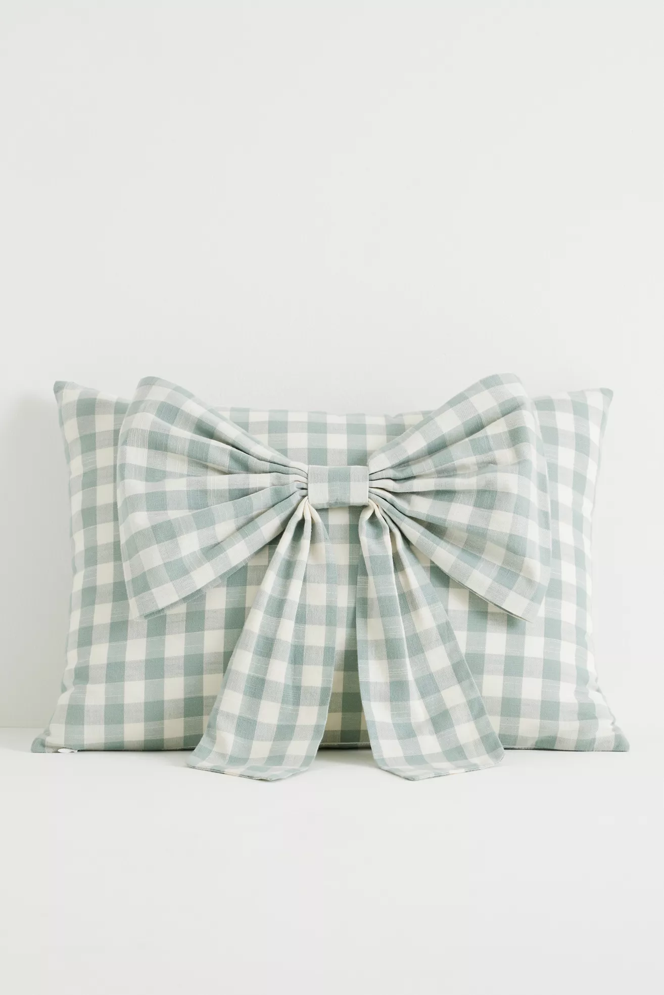 Ana Cotton Gingham Printed Bow Pillow