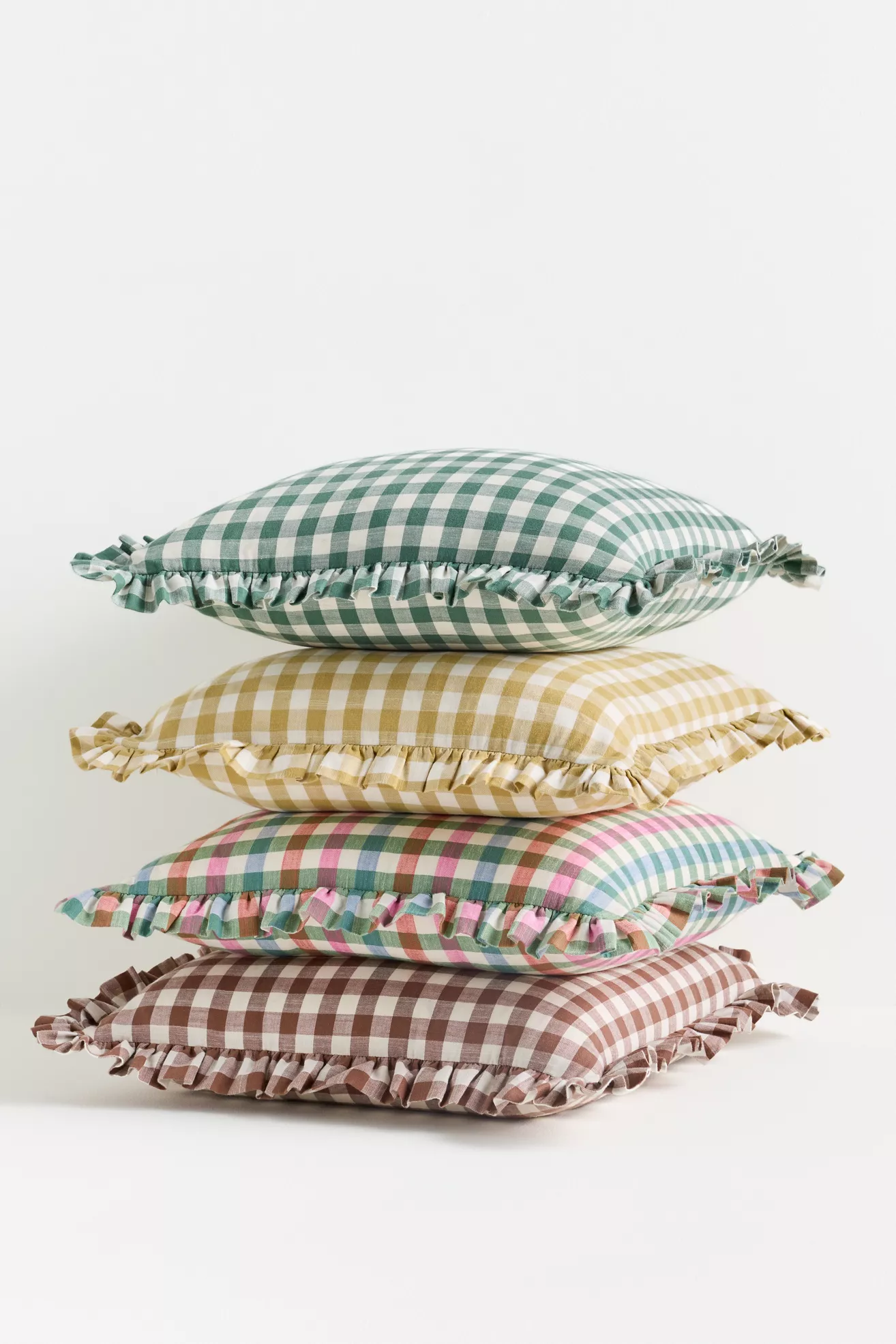Ana Cotton Gingham Printed Ruffle Pillow - thumbnail 7