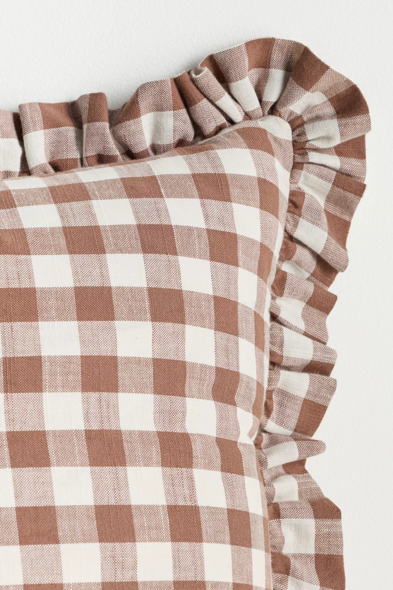 Ana Cotton Gingham Printed Ruffle Pillow - thumbnail 6