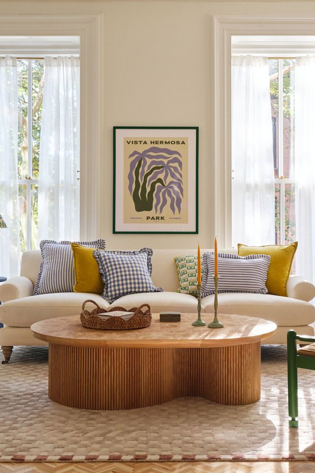 Ana Cotton Gingham Printed Ruffle Pillow #1