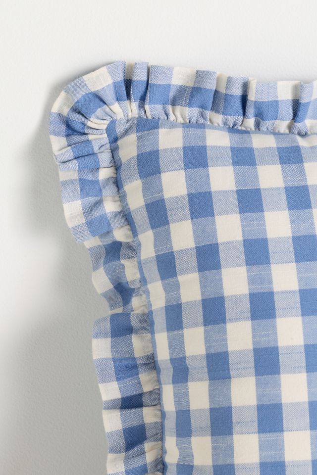 Ana Cotton Gingham Printed Ruffle Pillow #2