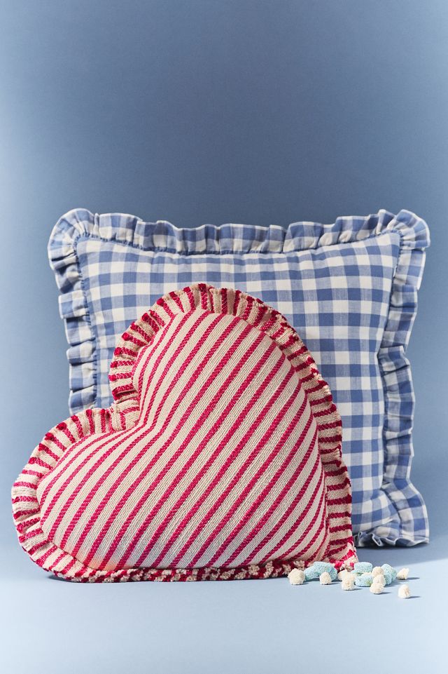Ana Cotton Gingham Printed Ruffle Pillow #3