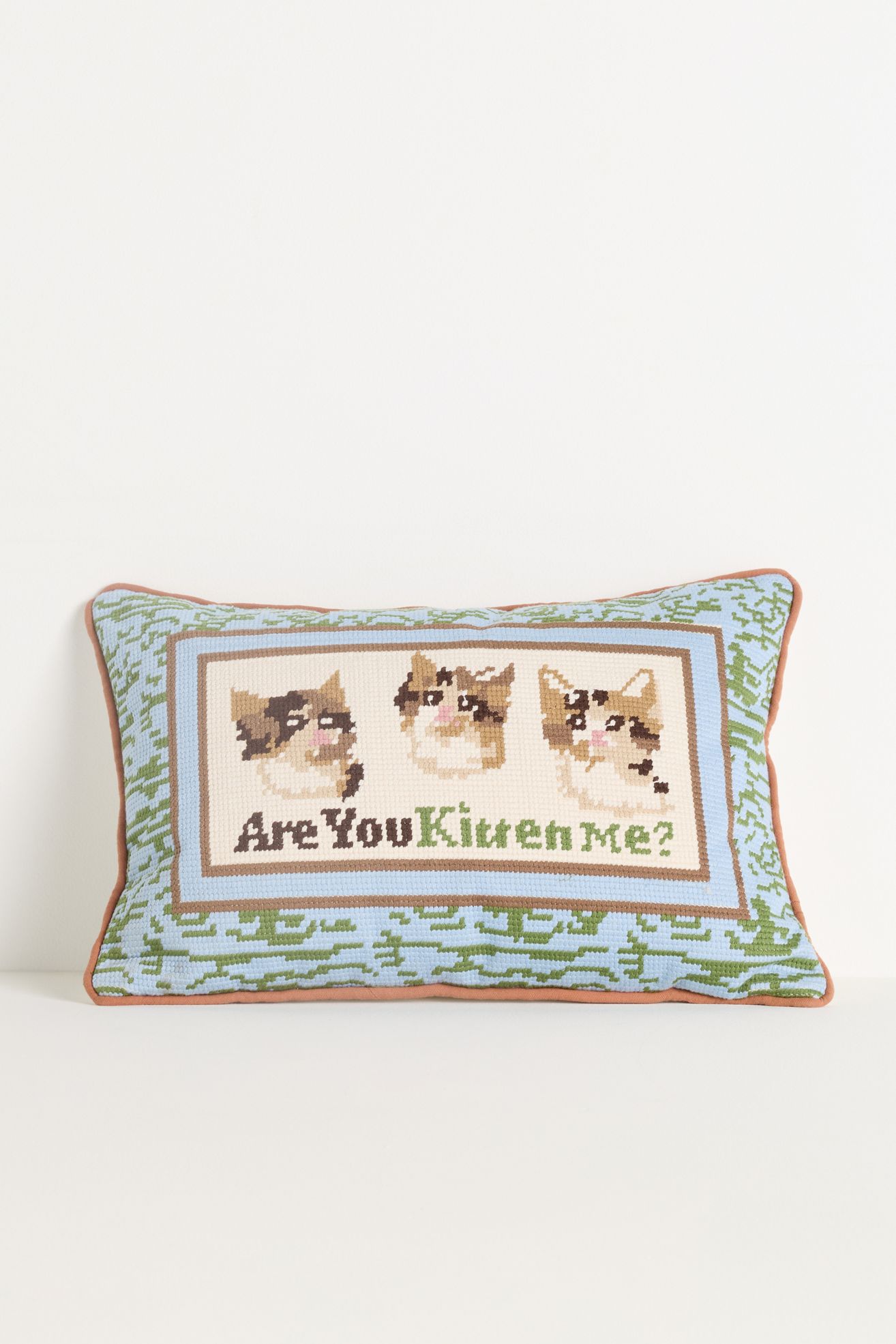 Arden Cotton Needlepoint Animal Pillow - Kittens, 14" X 20", Assorted