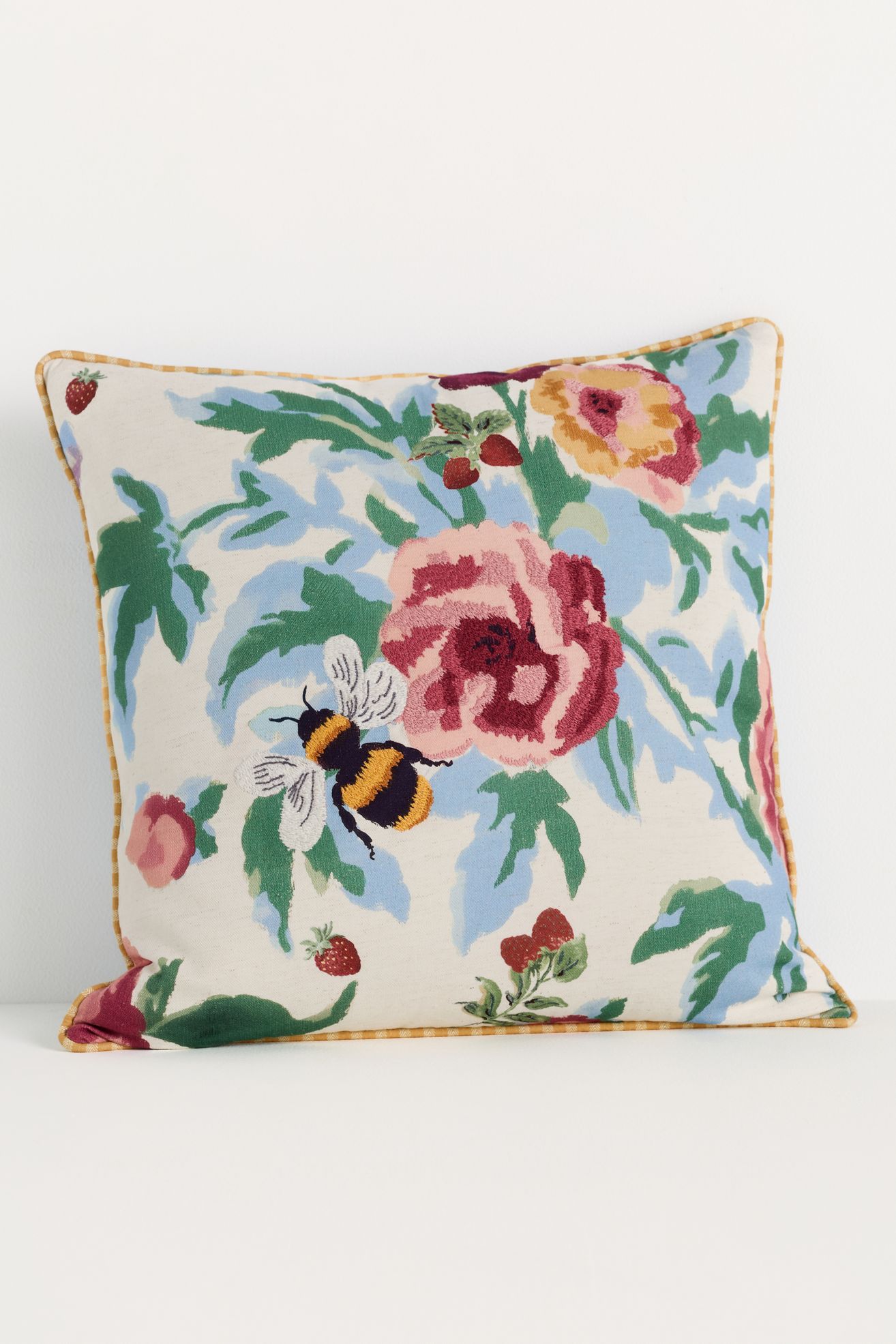 Camille Cotton Embroidered Printed Floral Pillow - Camille 20" Square, Assorted