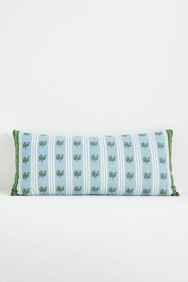Tess Cotton Screen Printed Floral Striped Pillow #3