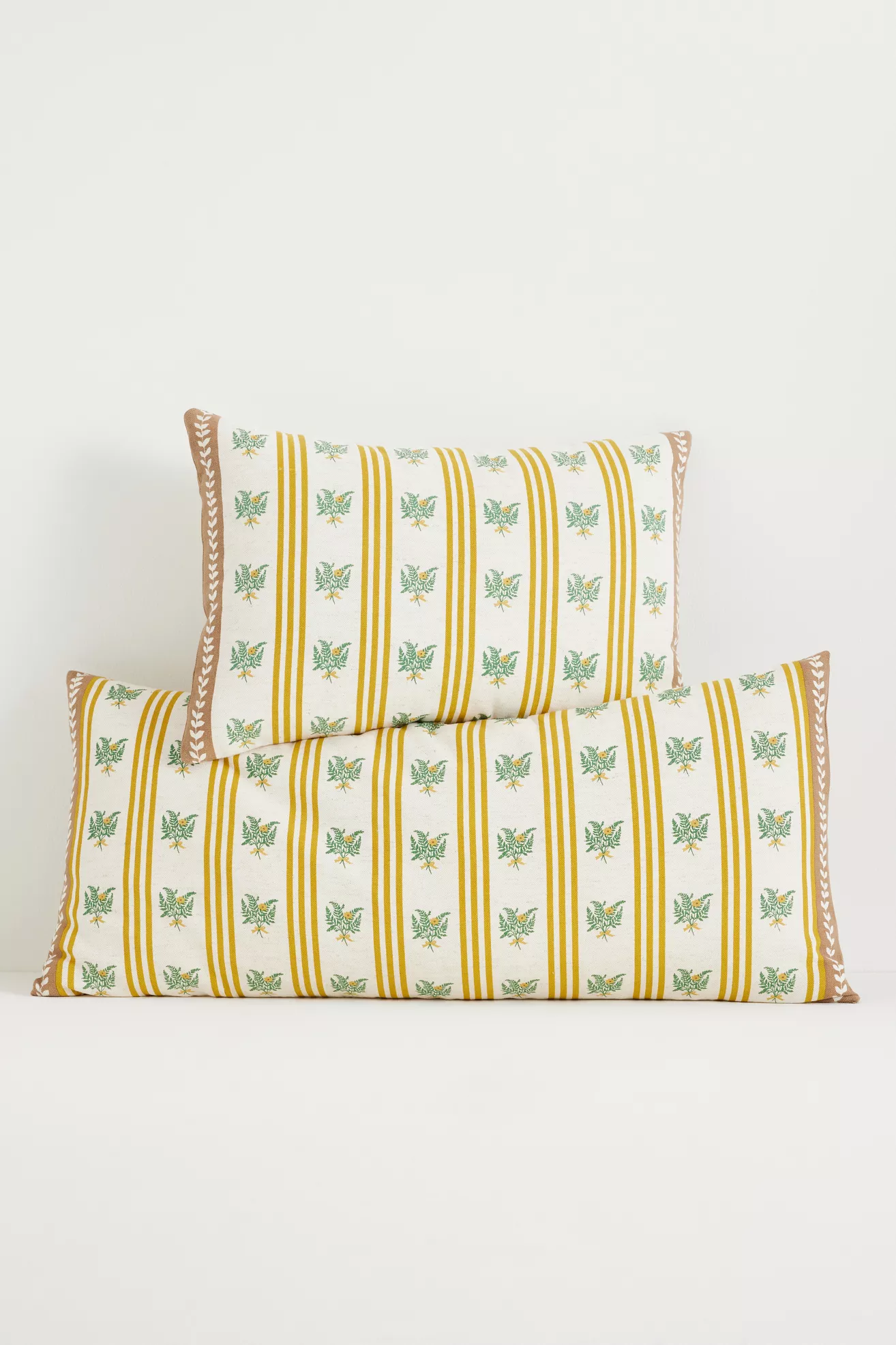 Tess Cotton Screen Printed Floral Striped Pillow