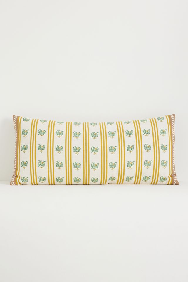 Tess Cotton Screen Printed Floral Striped Pillow #3