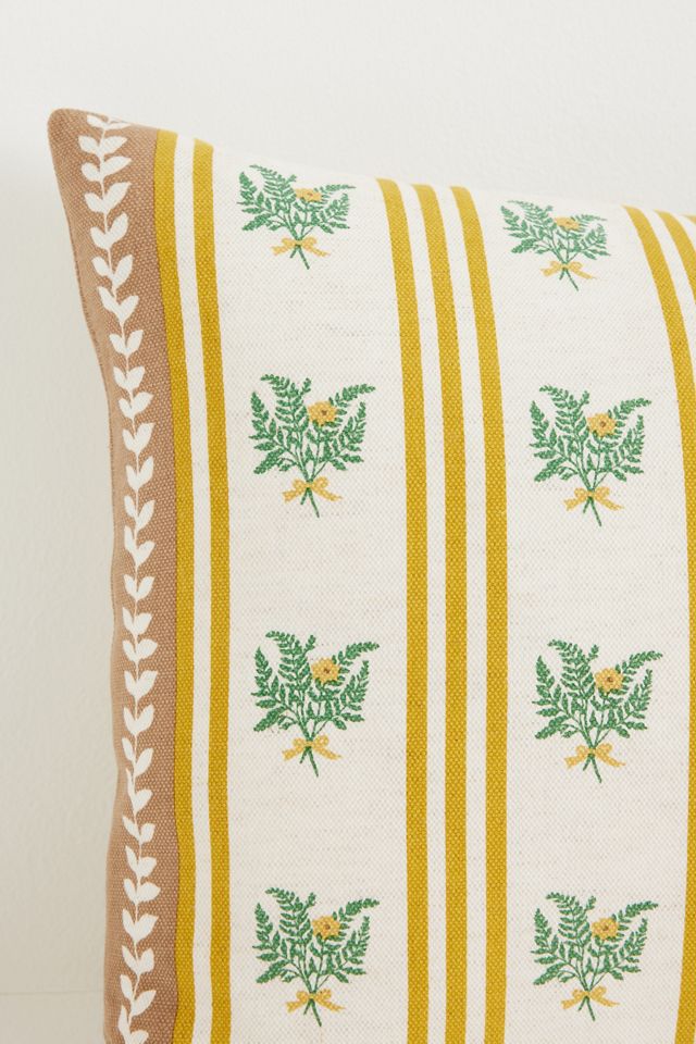 Tess Cotton Screen Printed Floral Striped Pillow #4