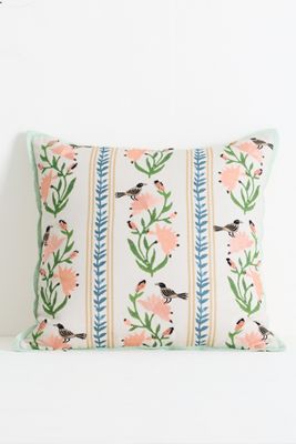 Coussin fantaisie Zelda en coton avec broderie florale