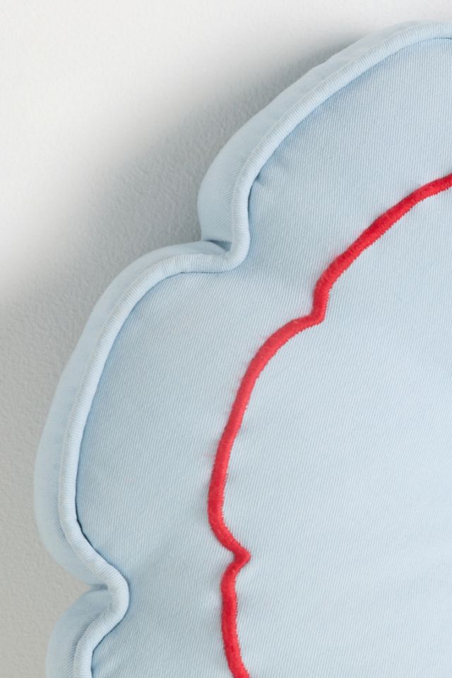 Damson Madder Cotton Embroidered Button Round Shaped Pillow