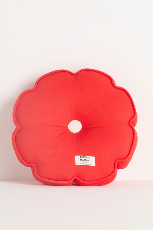 Mildom　ミルダム　クッション Damson Madder Cotton Embroidered Button Round Shaped Pillow