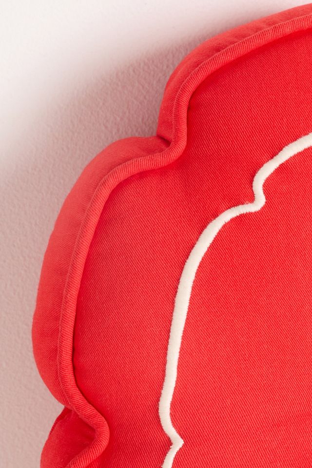 Damson Madder Cotton Embroidered Button Round Shaped Pillow