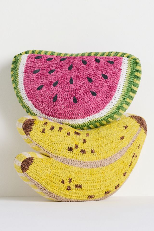 Grove Indoor/Outdoor Woven Fruit Shaped Pillow #1