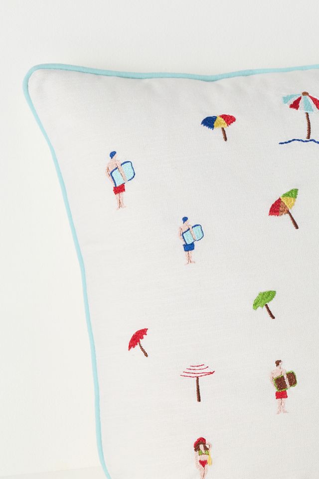 Alma Cotton Embroidered Beach Pillow #2