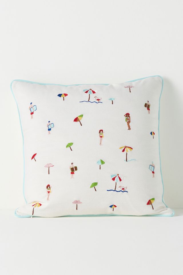 Alma Cotton Embroidered Beach Pillow #1