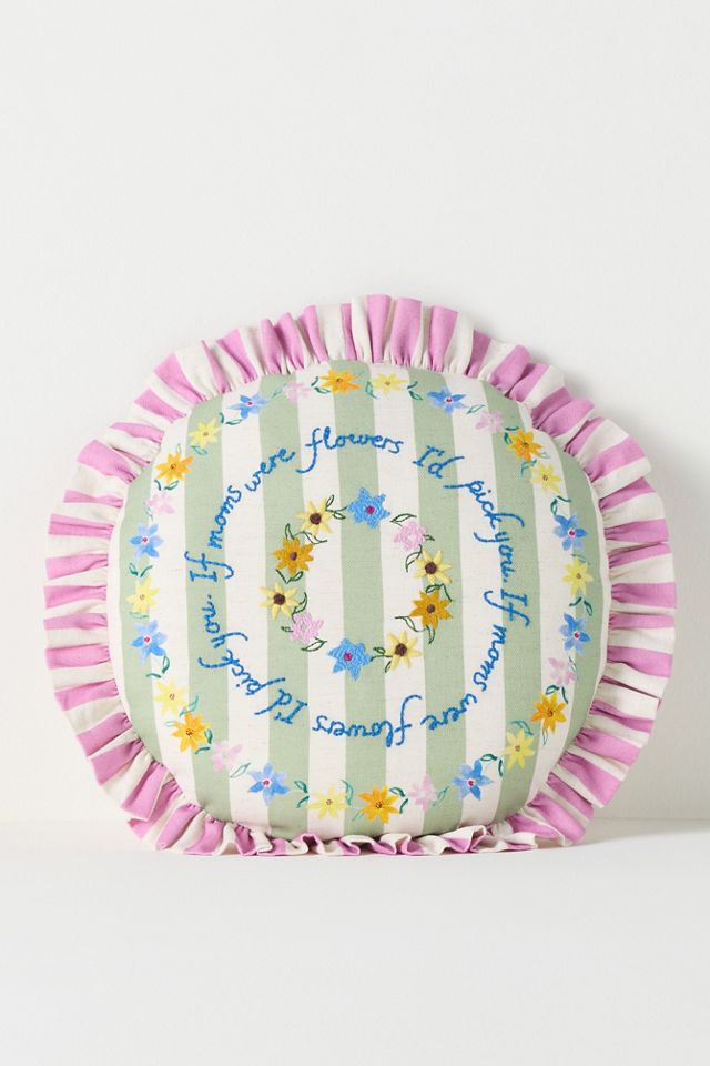 Coussin floral imprimé brodé en coton pour la fête des Mères #1