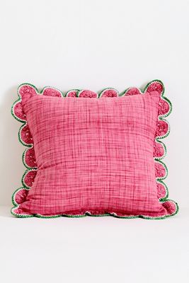 Dominica Indoor/Outdoor Woven Fruit Trim Pillow