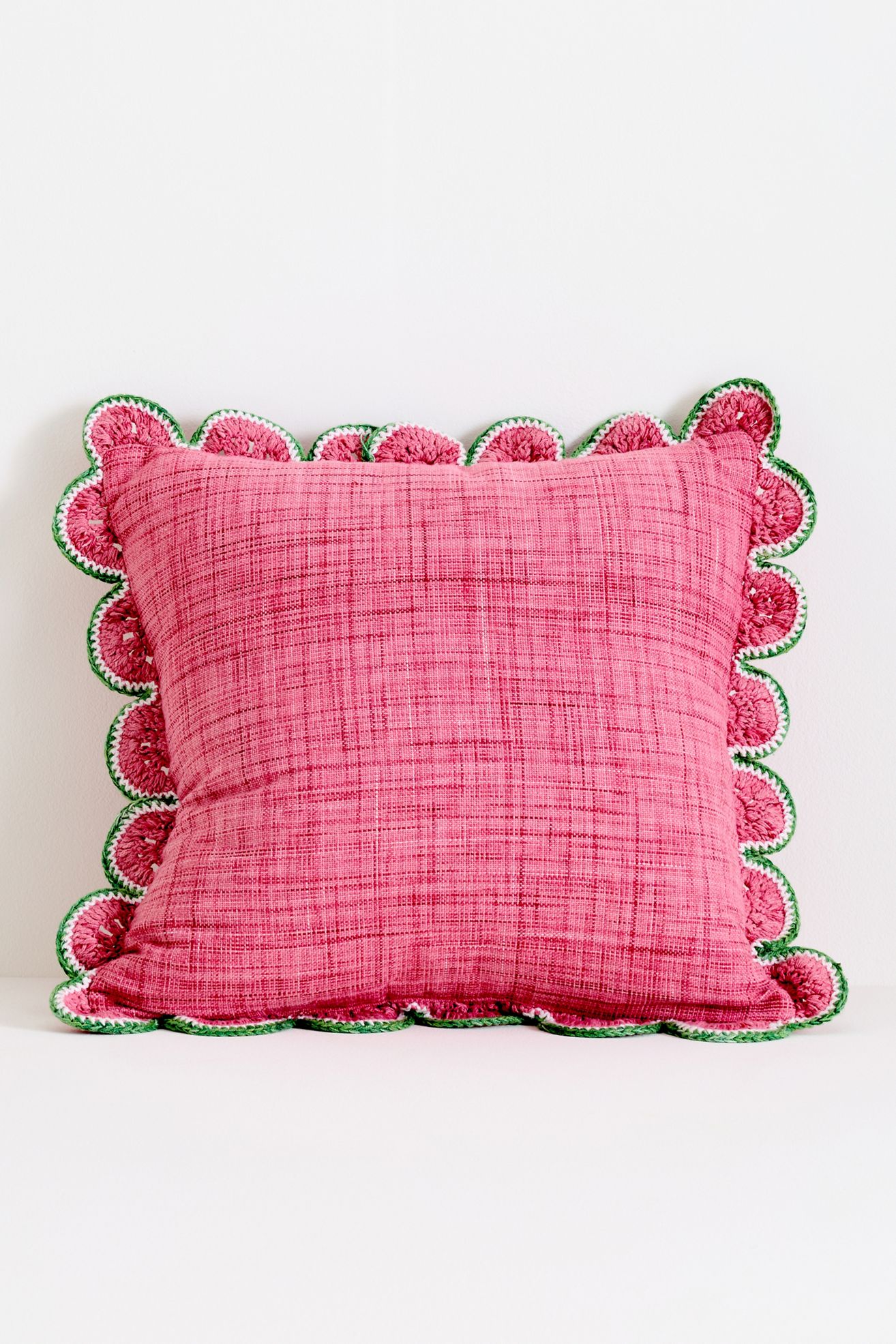 Dominica Indoor/Outdoor Woven Fruit Trim Pillow - Watermelon, Assorted