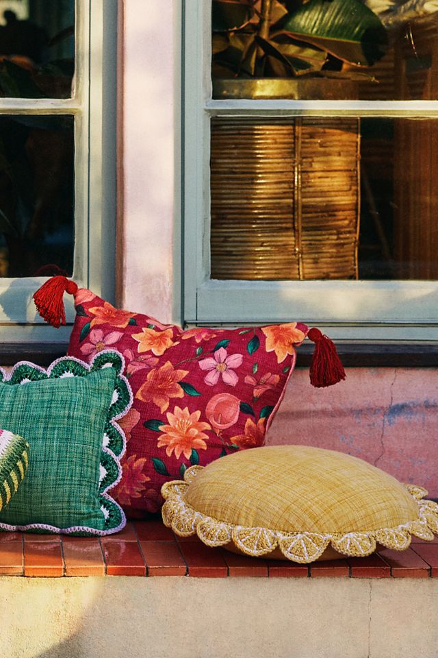 Dominica Indoor/Outdoor Woven Fruit Trim Pillow #4