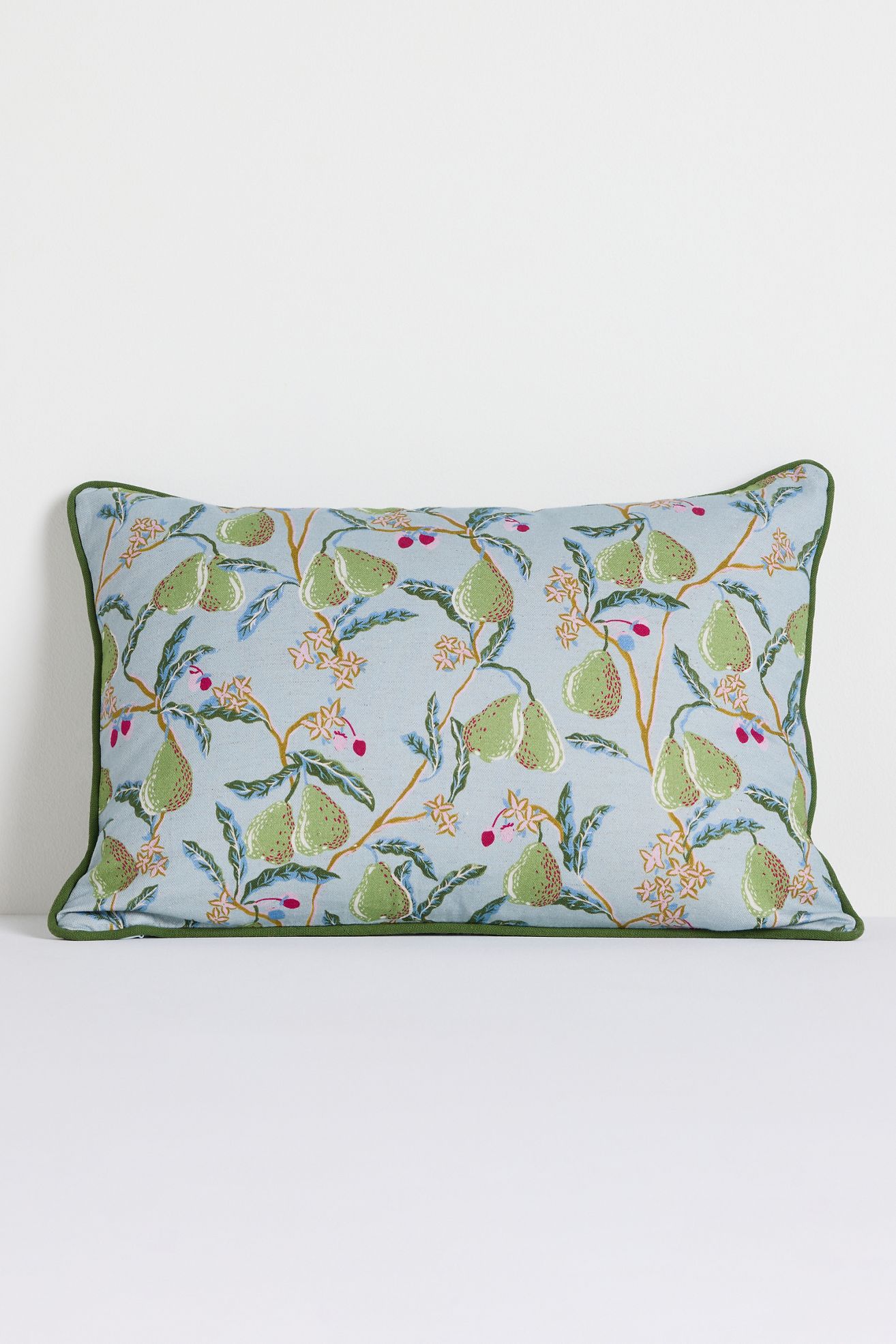 Pera Cotton Printed Fruits Pillow - Sky, 14" X 20"