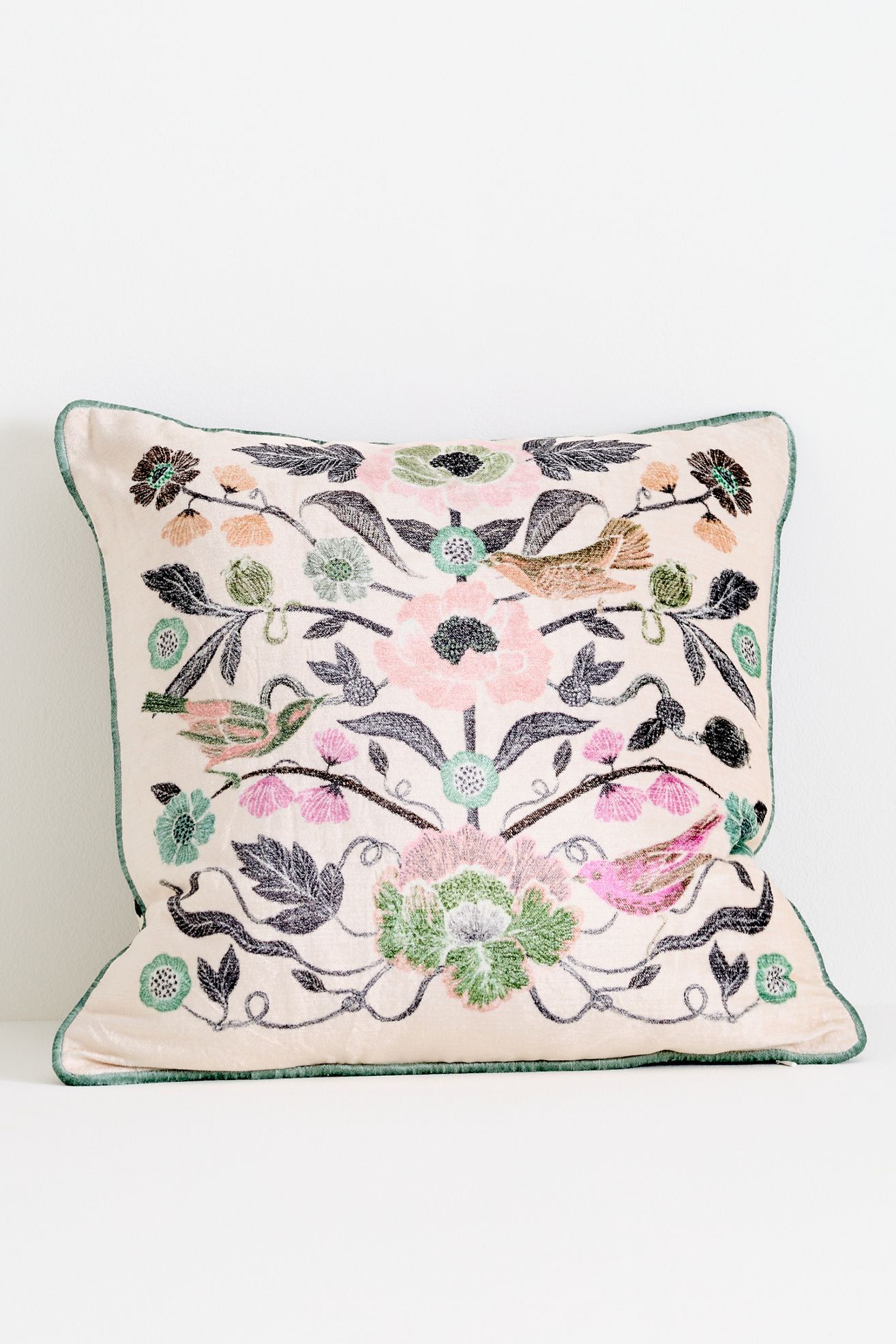 Claudette Cotton Velvet Printed Floral Pillow - Multi Floral