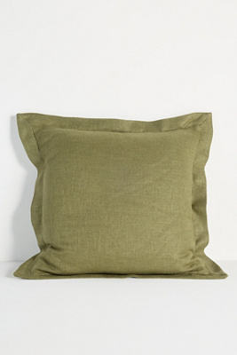 Anthropologie Luxe Linen Blend Pillow In Green