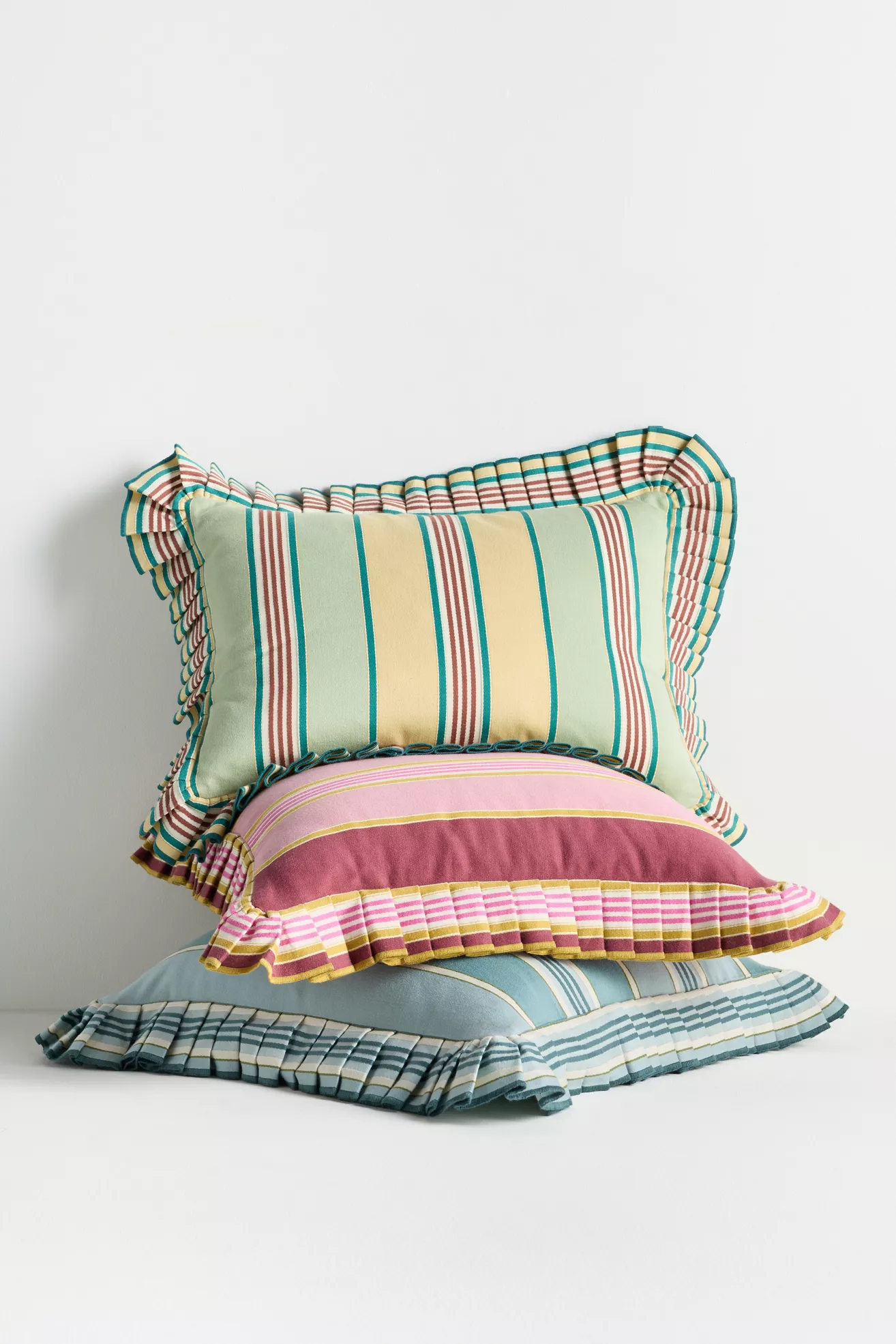 Juliette Cotton Yarn Dyed Striped Ruffle Pillow