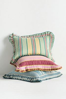 Juliette Cotton Yarn Dyed Striped Ruffle Pillow