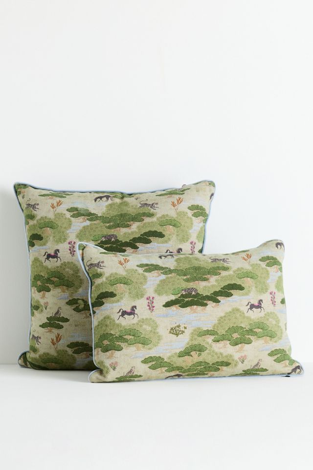 Merve Cotton Linen Jungle Pillow #1