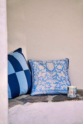 Anthropologie Kenia Embroidered Floral Indoor/outdoor Pillow