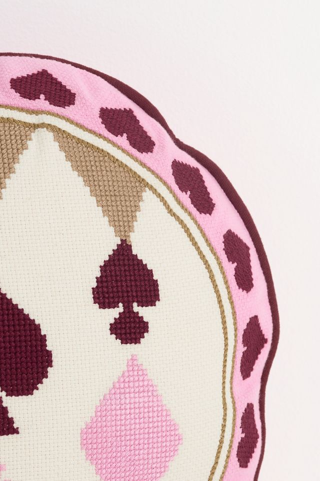 Ace Cotton Embroidered Needlepoint Pillow #2