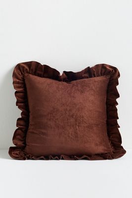Ruffled Velvet Throw Pillow