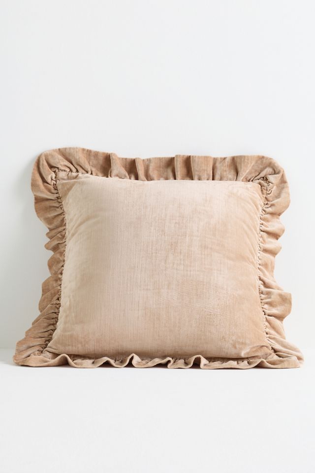 Ruffled Velvet Throw Pillow #1